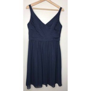 DAVID'S BRIDAL Marine Blue Short Chiffon Dress